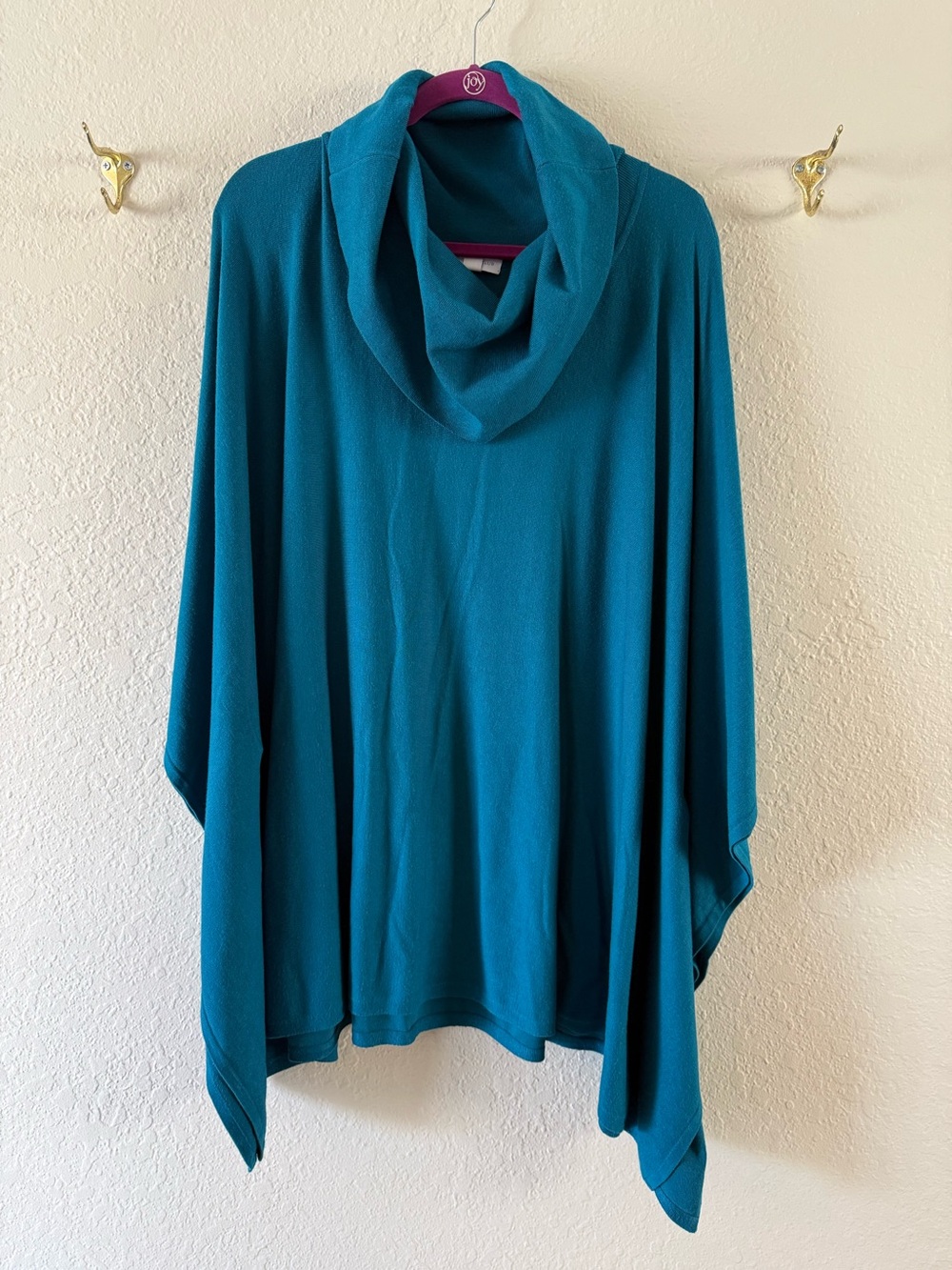 Charter Club Woman Cowl Neck Sweater Poncho Teal Blue Plus Size 2X – 3X Jewel